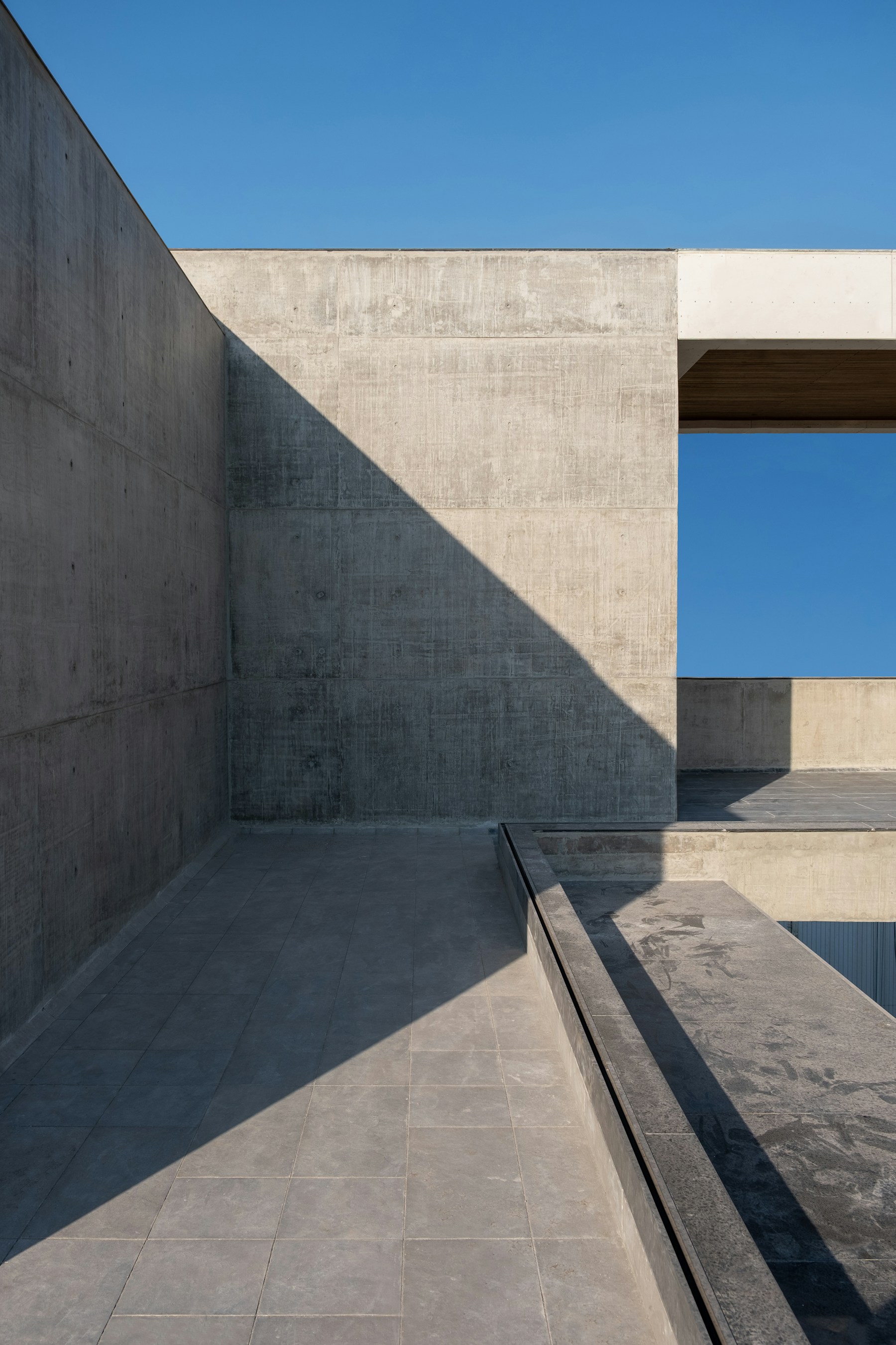 Sculptural architectural forms in soft sunlight
